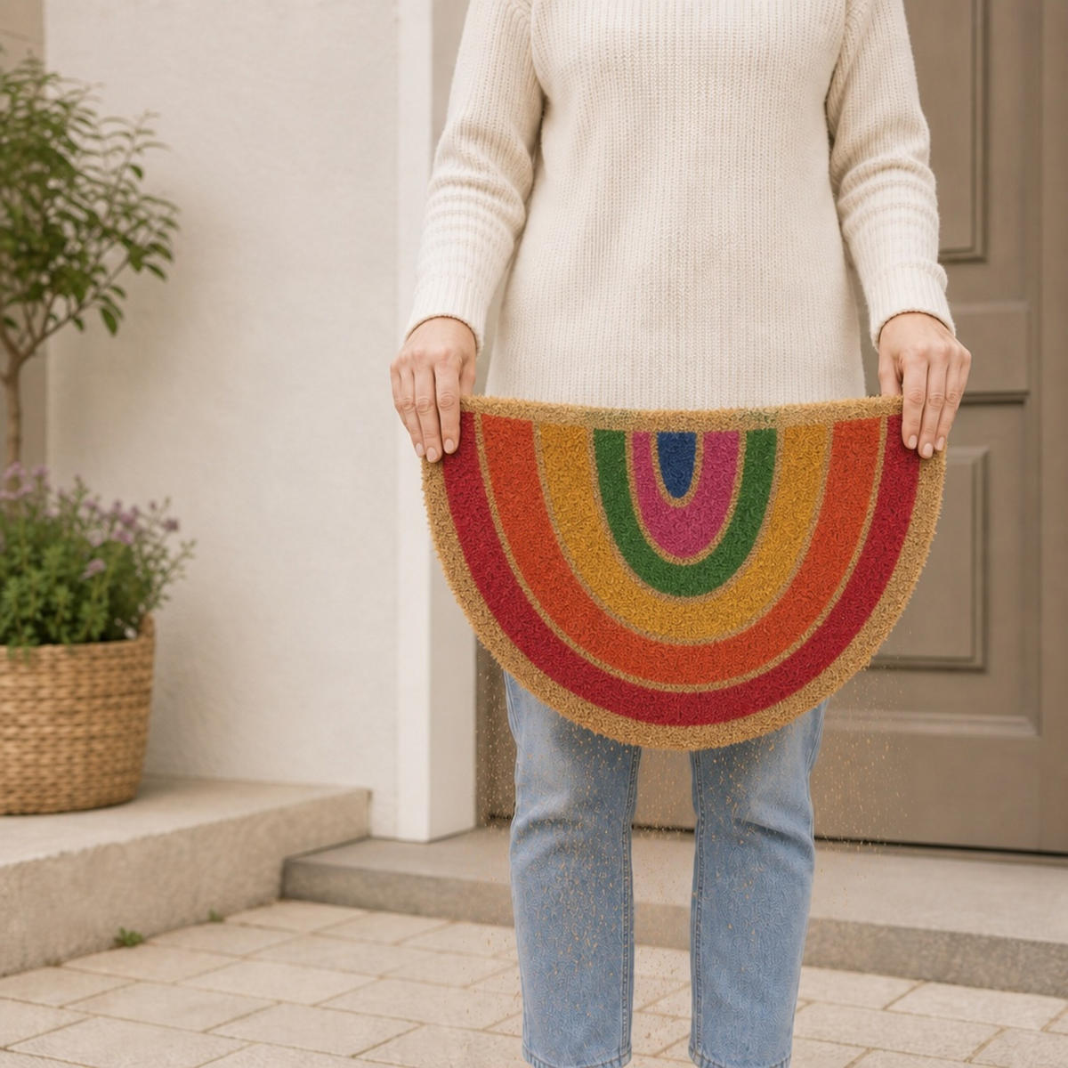 ROHOŽKA Vícebarevná kokosová protiskluzová - různobarevná, textil/plast (60/40cm) - Relaxdays