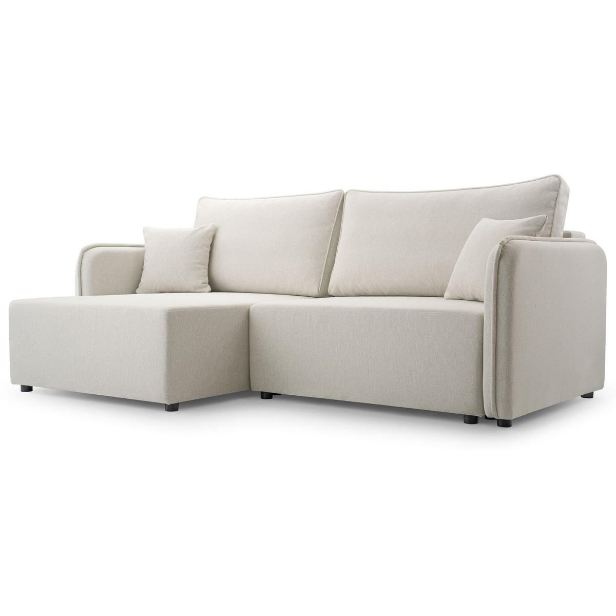 ECKSOFA Kassian, Creme Strukturstoff, linksseitig - Creme/Schwarz, Kunststoff/Textil (227/147cm) - Selsey