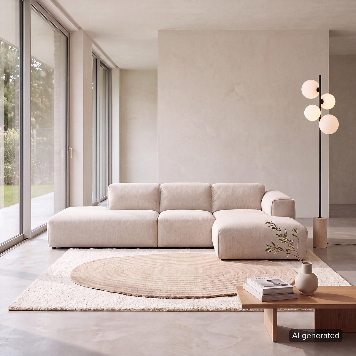 ECKSOFA mit Chaiselongue - Beige/Schwarz, Kunststoff/Textil (290/173cm) - home24