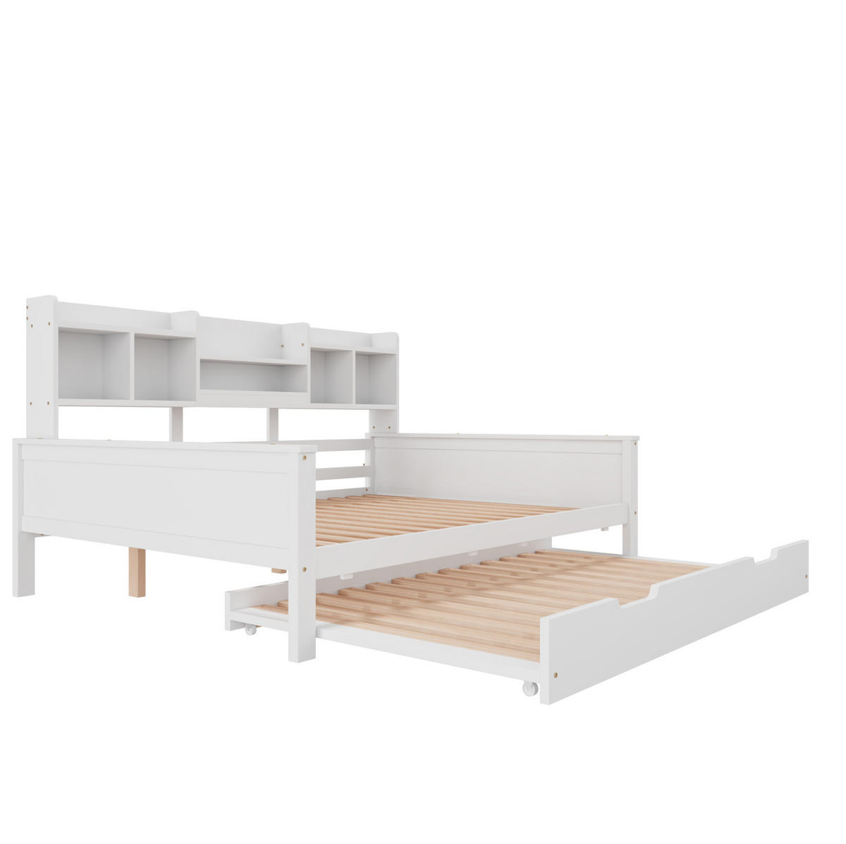 MULTIFUNKTIONSBETT 140/200 cm mit Ausziehbett, Stauraum und Lattenrost aus Kiefern , Weiß - Weiß, Holzwerkstoff (140/200cm) - Redom