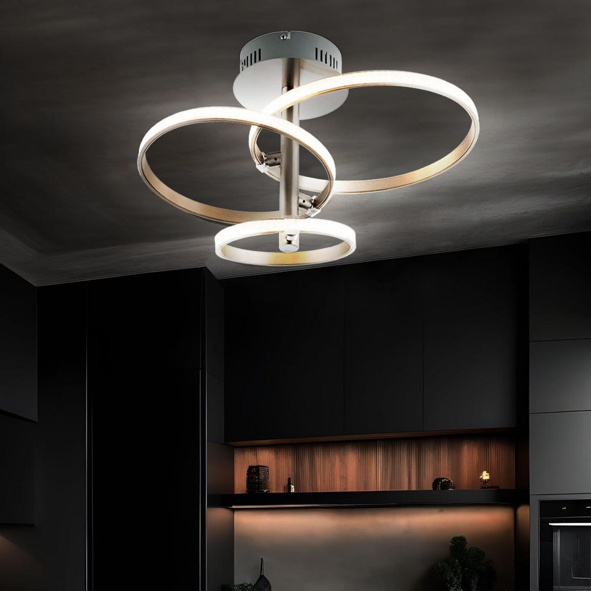 LED DECKENLEUCHTE Metall Silber Kristalloptik WAVE - Silberfarben, Metall (43/33/29cm) - Globo Lighting