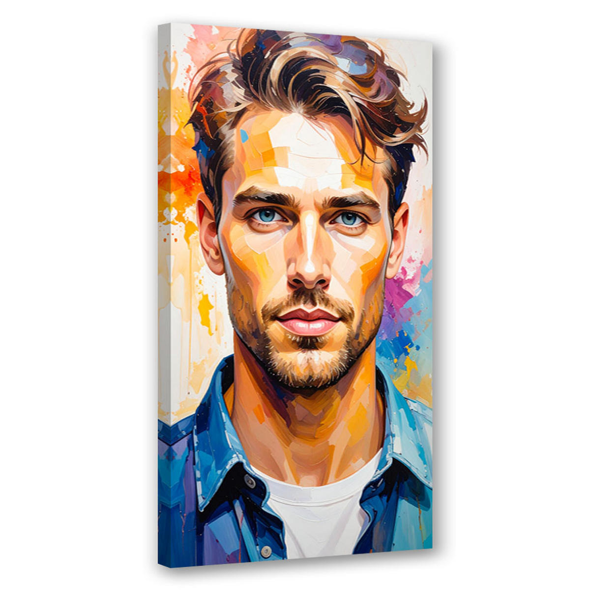 LEINWANDBILD Porträt Mann Modell 60x120cm - Multicolor, Textil (60/120cm) - Feeby