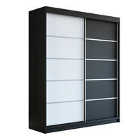 SCHWEBETÜRENSCHRANK 180 CM TREND Farbe: Schwarz , weiß , schwarz - Schwarz/Weiß, Holzwerkstoff (180/215/59.5cm) - A&J MöbelLand