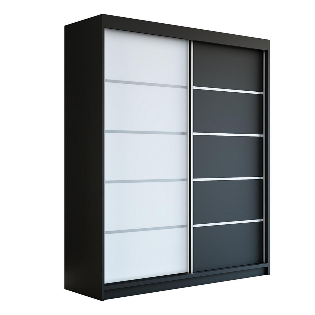 SCHWEBETÜRENSCHRANK 180 CM TREND Farbe: Schwarz , weiß , schwarz - Schwarz/Weiß, Holzwerkstoff (180/215/59.5cm) - A&J MöbelLand