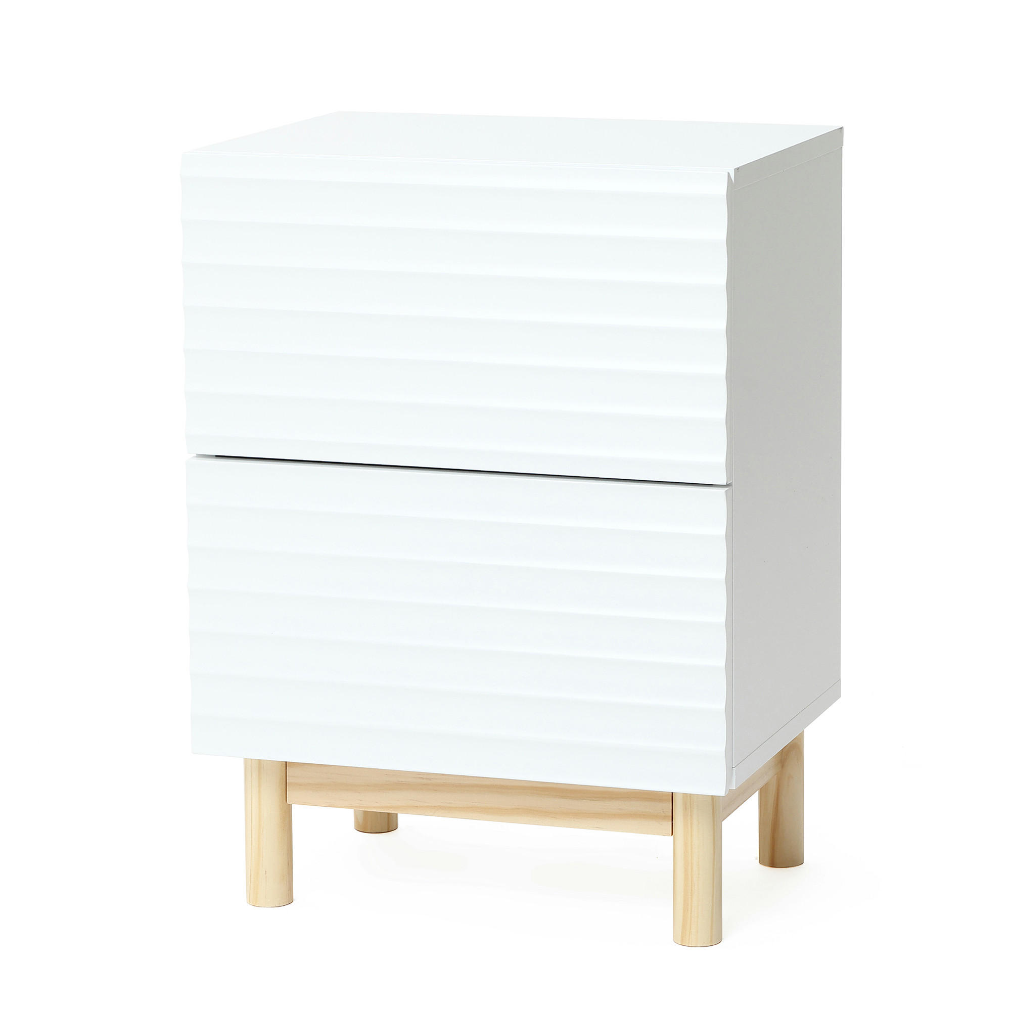 NACHTTISCH Weiß mit 2 Schubladen | B40 x T30 x H55 cm - Weiß, Holz/Holzwerkstoff (40/50/30cm) - Hometopia