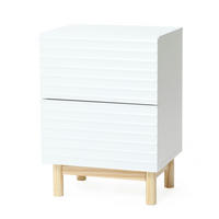 NACHTTISCH Weiß mit 2 Schubladen | B40 x T30 x H55 cm - Weiß, Holz/Holzwerkstoff (40/50/30cm) - Hometopia