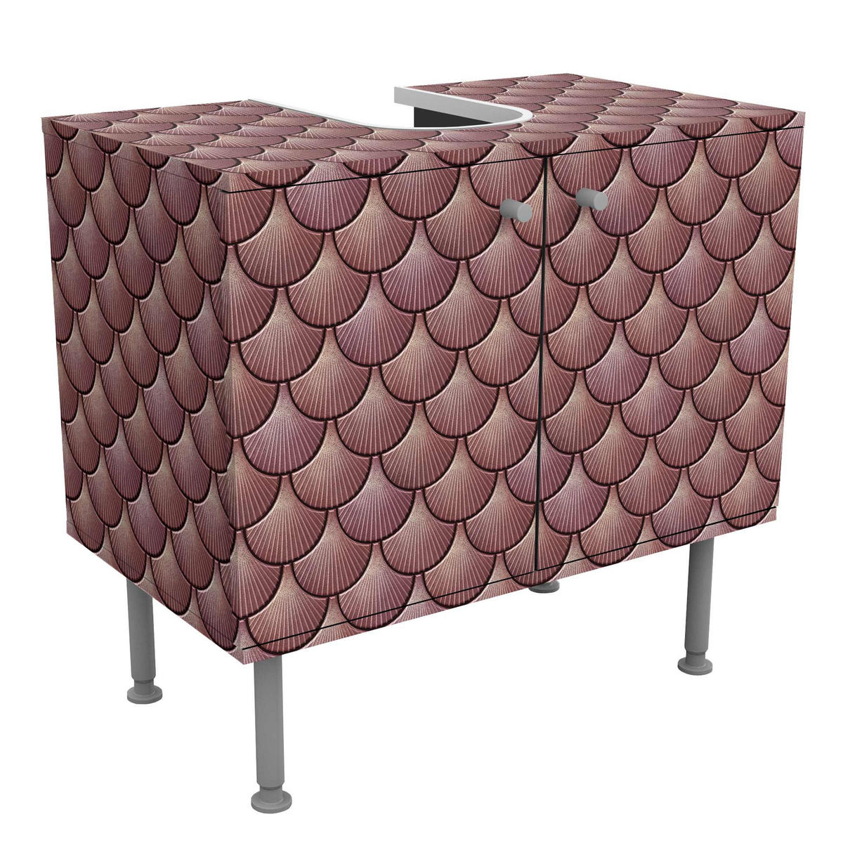WASCHBECKENUNTERSCHRANK Muschel Fliesen Keramikoptik Rosa 60/55/35 cm - Rosa, Holzwerkstoff (60/55/35cm) - Bilderwelten