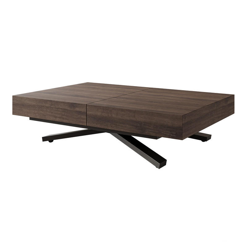 COUCHTISCH SANELLE X ausziehbar mit Liftfunktion, 120/80/76 cm Schwarz/Dunkeleiche - Eichefarben/Schwarz, Holzwerkstoff/Metall (120/80/27cm) - Idohome