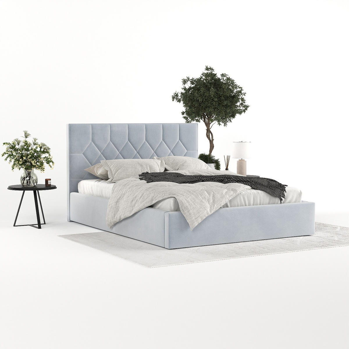 POLSTERBETT Brisa 140/200 cm Hellgrau im Paros Stoff - Hellgrau/Schwarz, Holz/Holzwerkstoff (140/200cm) - AltaBeds