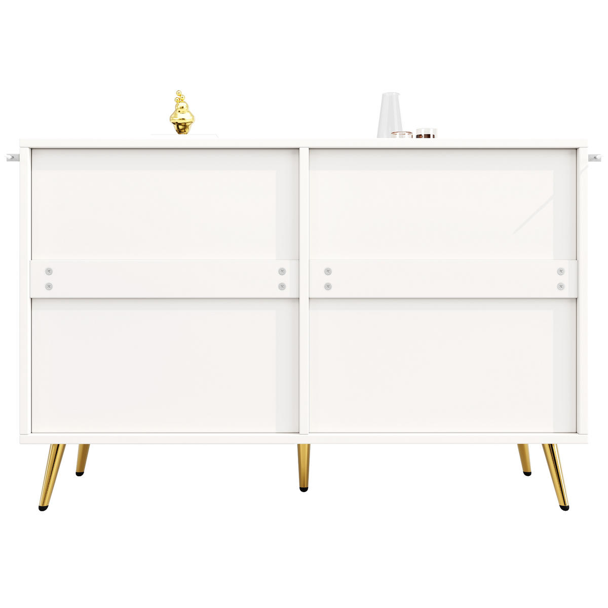 SIDEBOARD 120/40/75 cm, 6 Schubladen, weißes MDF mit Metallbeinen，weiß - Weiß, Holzwerkstoff (120/75/40cm) - Redom