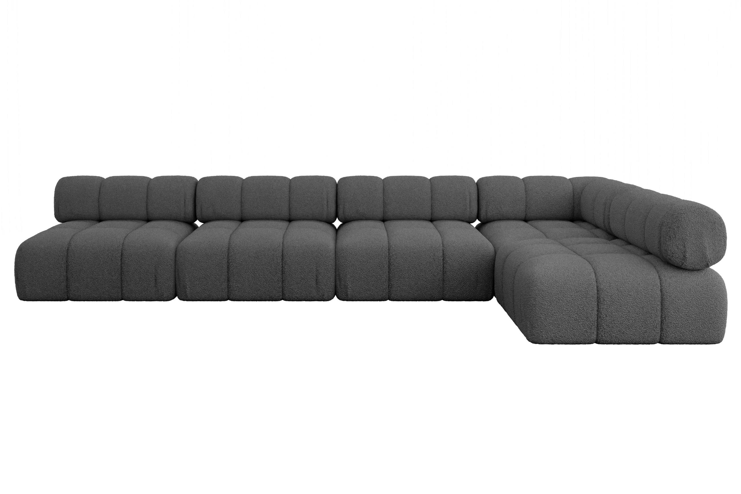 ECKSOFA modulares Sofa Samaro-L3 - 380x190x70 cm Grau Bouclé - Grau, Holzwerkstoff/Textil (380/190cm) - ALTDECOR
