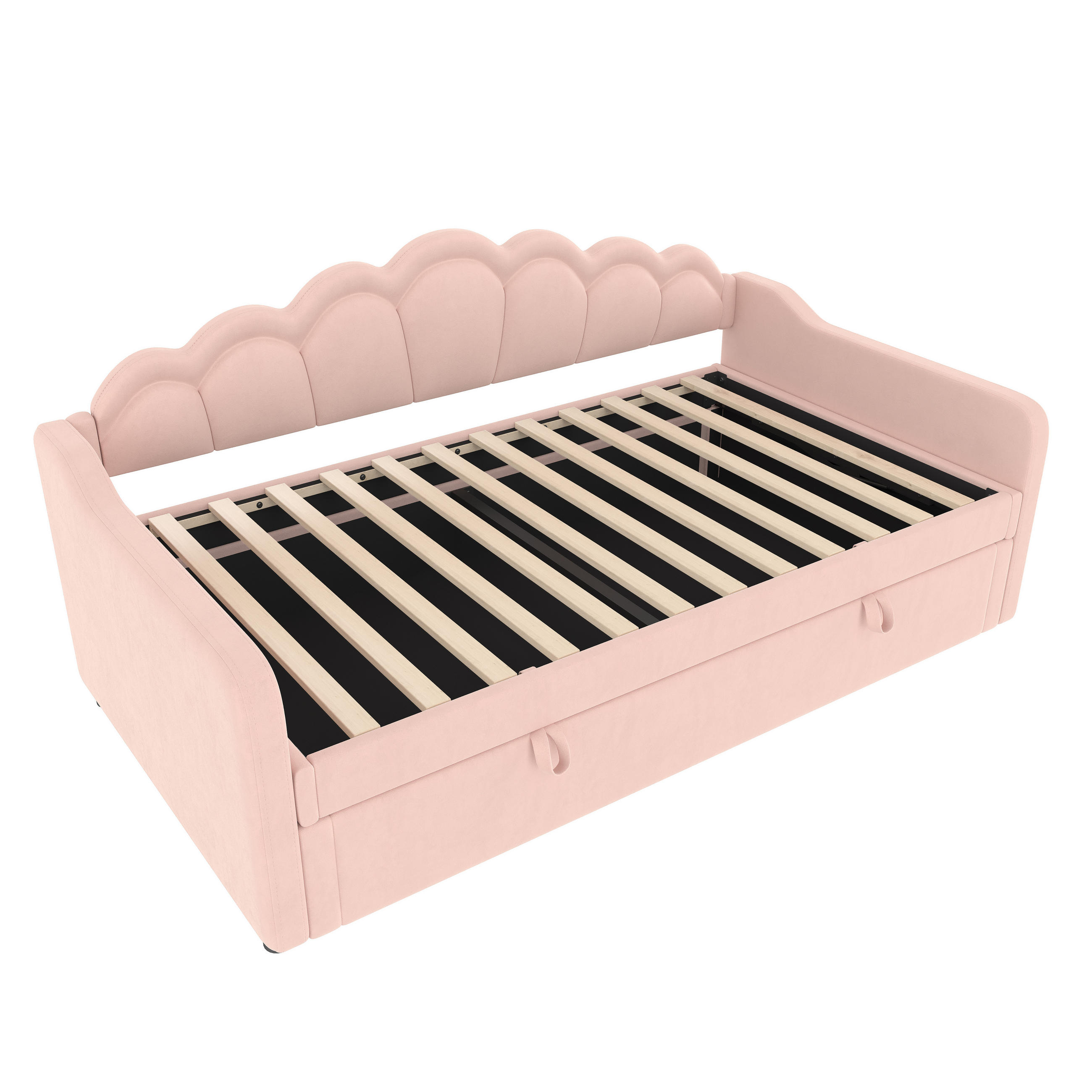 POLSTERBETT aus Samt 90x200 cm in Rosa mit Stauraum & LED-Lichtleiste - Rosa, Textil (90/200cm) - Modfu