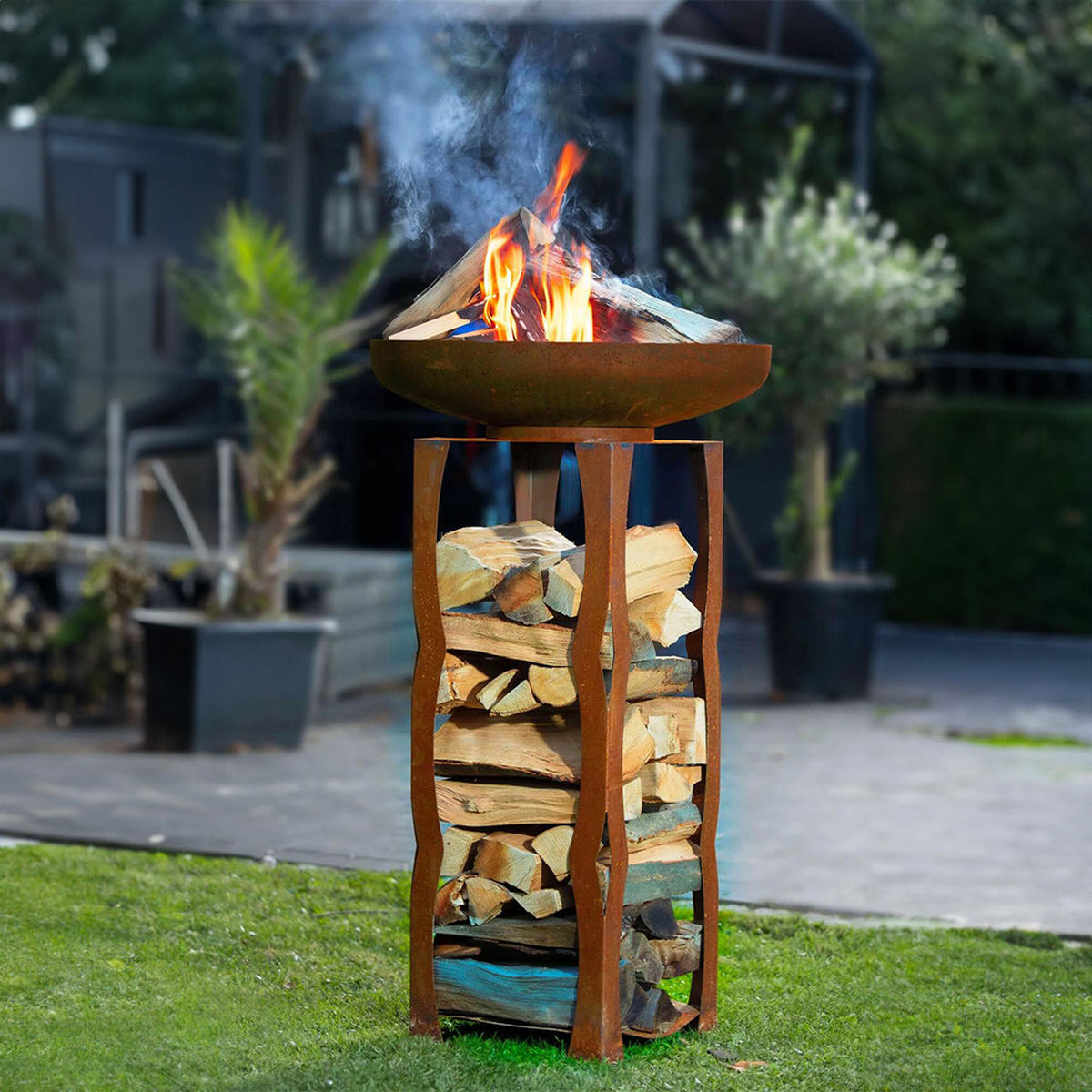 FEUERSCHALE FRANK - Orange, Metall (34/91/34cm) - Home Deluxe