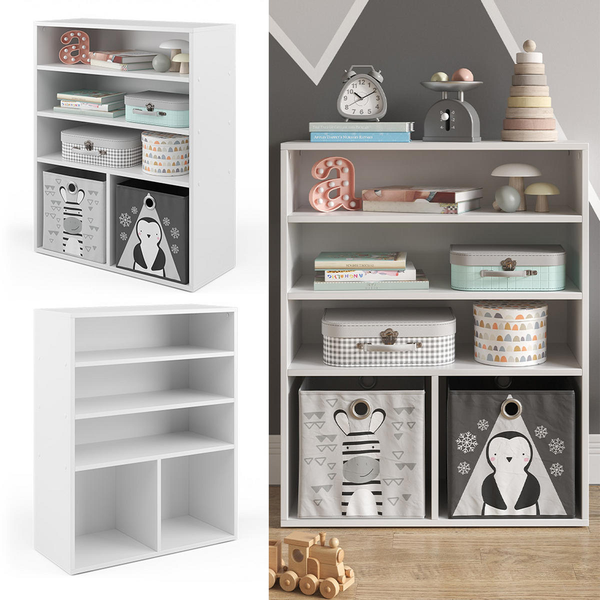 DĚTSKÁ POLIČKA Luigi Bílá - bílá, kompozitní dřevo (72/90.2/30.6cm) - Vicco