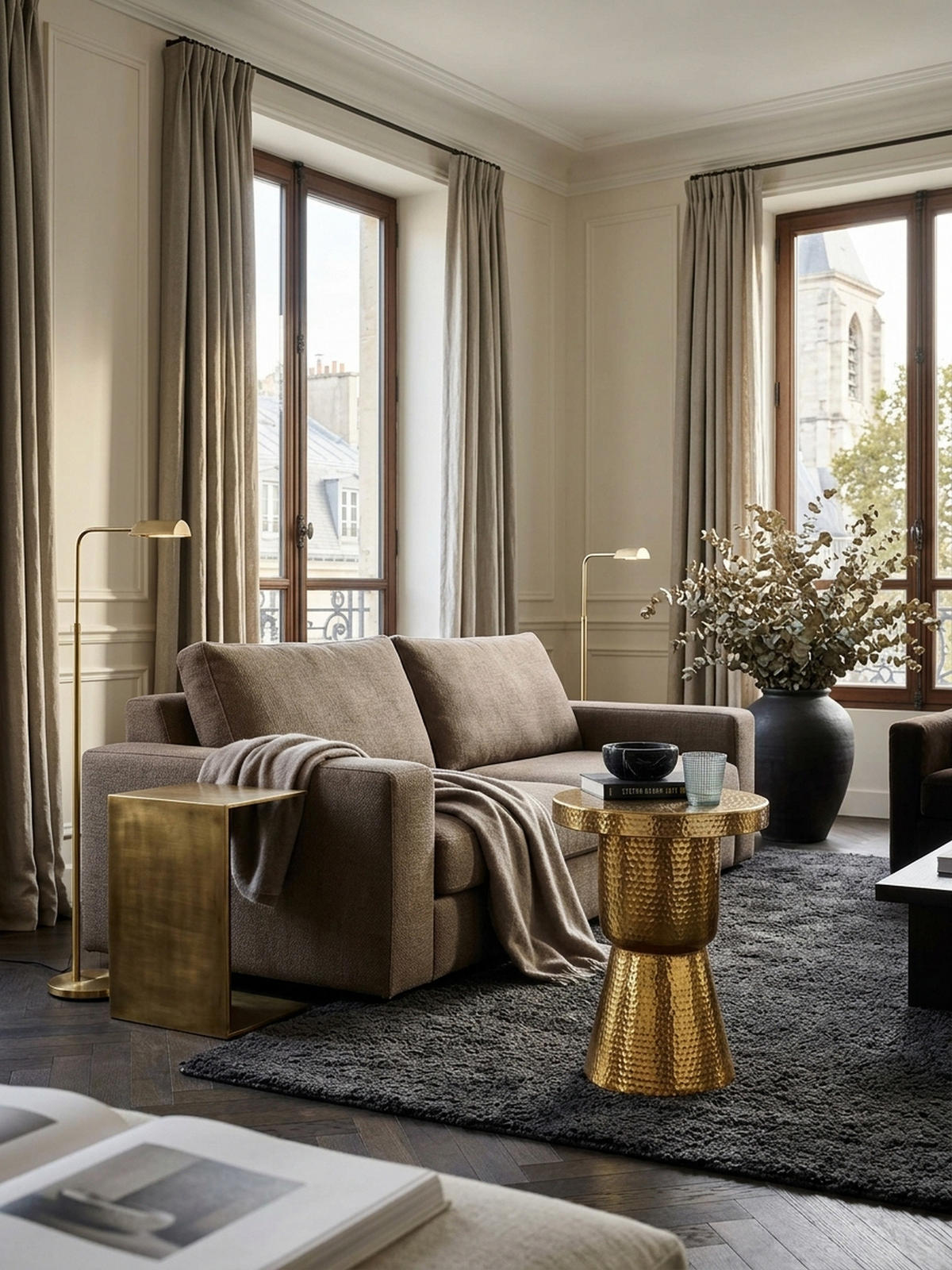 BEISTELLTISCH Aluminium Hammerschlag Orientalisch ENNS, Gold 43x43x59 cm - Goldfarben, Metall (43/43/59cm) - KADIMA DESIGN