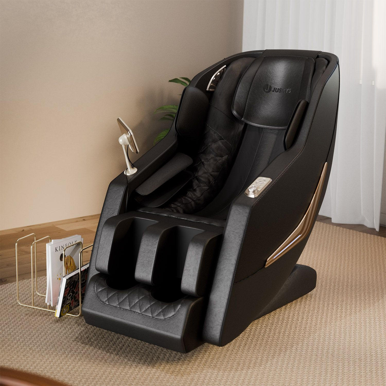 MASSAGESESSEL Paros Schwarz - Schwarz, Textil (74/113/170cm) - Juskys