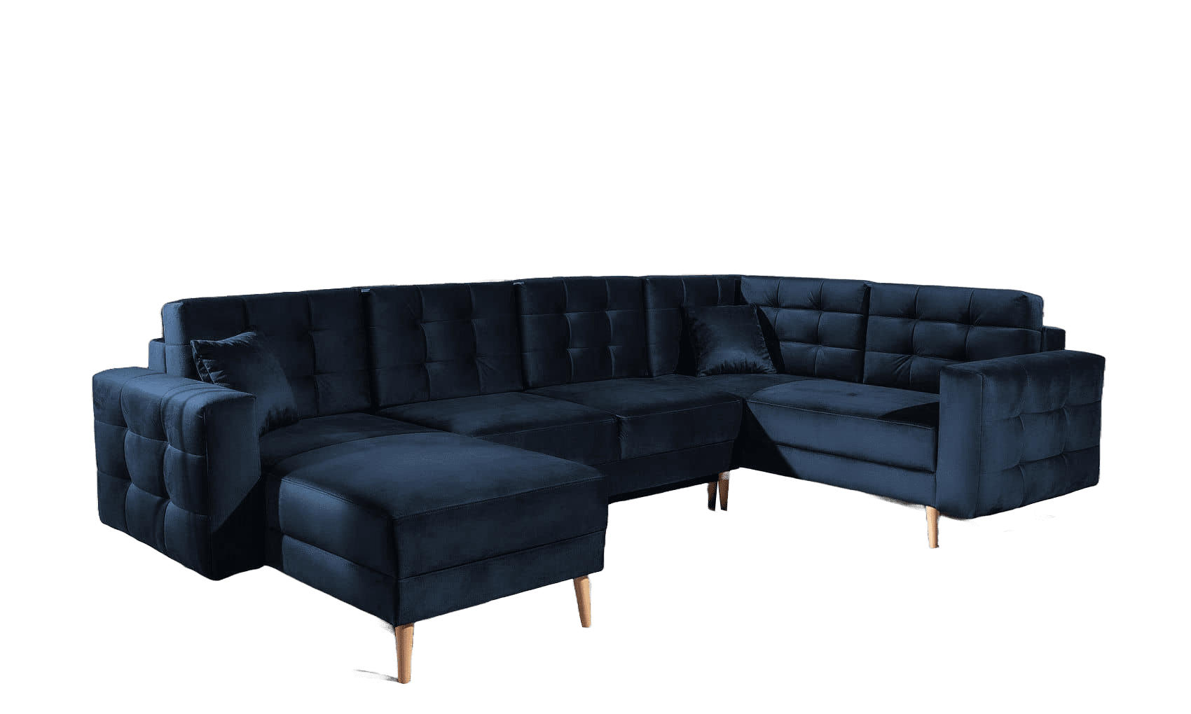 WOHNLANDSCHAFT mit Schlaffunktion, beidseitig montierbar - Dunkelblau/Pinienfarben, Holz/Textil (326/92/202cm) - Eltap