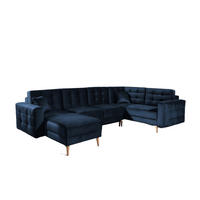 WOHNLANDSCHAFT mit Schlaffunktion, beidseitig montierbar - Dunkelblau/Pinienfarben, Holz/Textil (326/92/202cm) - Eltap