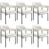 ARMLEHNSTUHL 6er Set Doé 58 x 62 x 85 cm Samtoptik off-white - Weiß/Samtahornfarben, Textil (58/85/62cm) - tectake