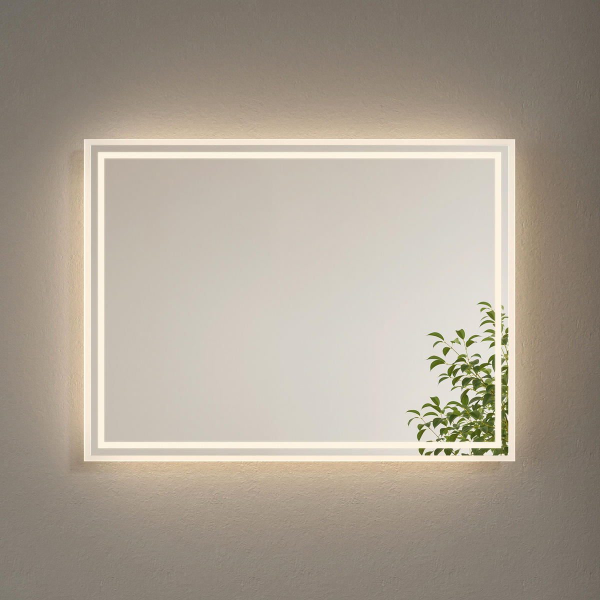 BADSPIEGEL mit Beleuchtung 80/60/3,5 cm - Weiß, Glas (60/3.5/80cm) - EMKE