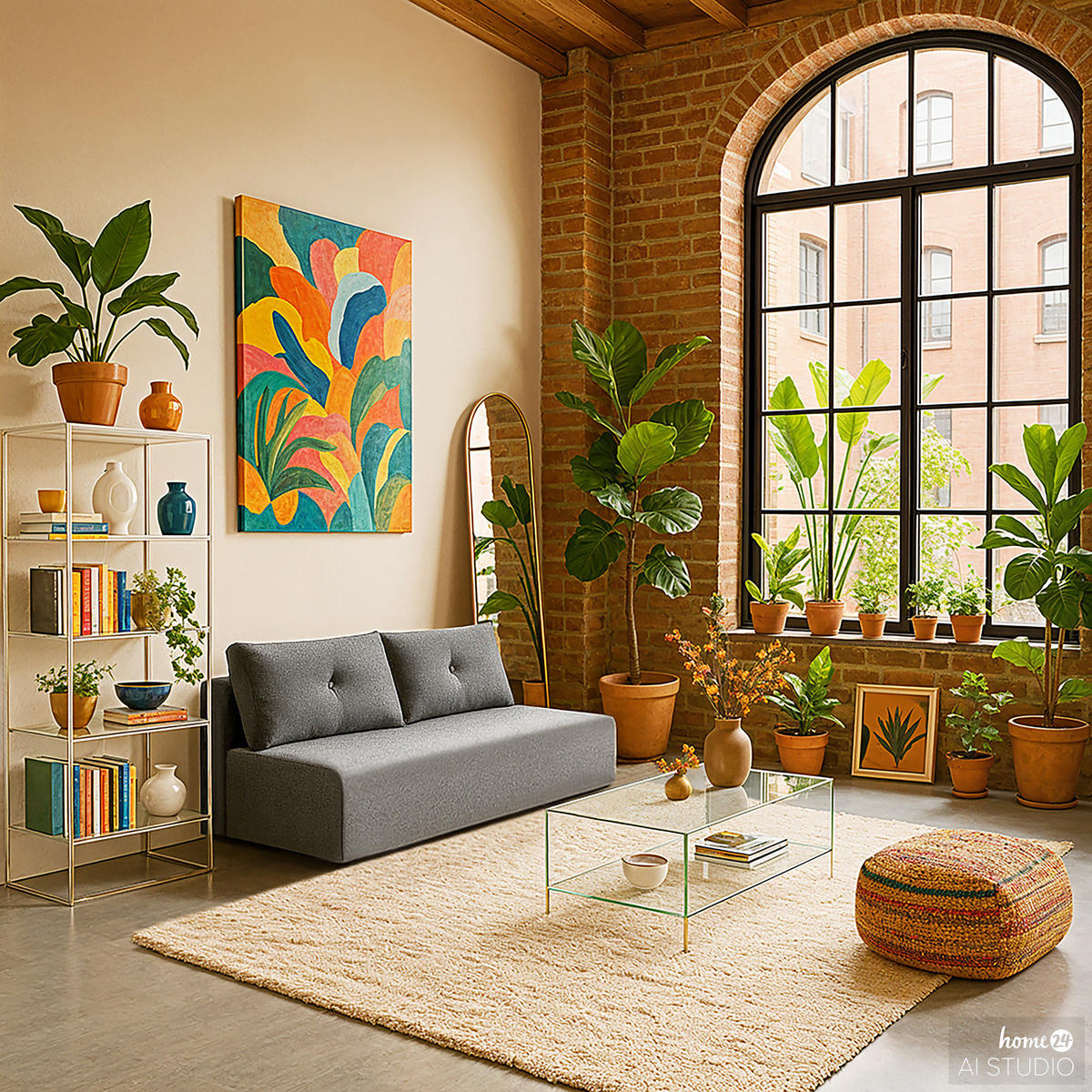 SCHLAFSOFA - Webstoff - Braun/Grau, Holz/Textil (200/86/102cm) - home24