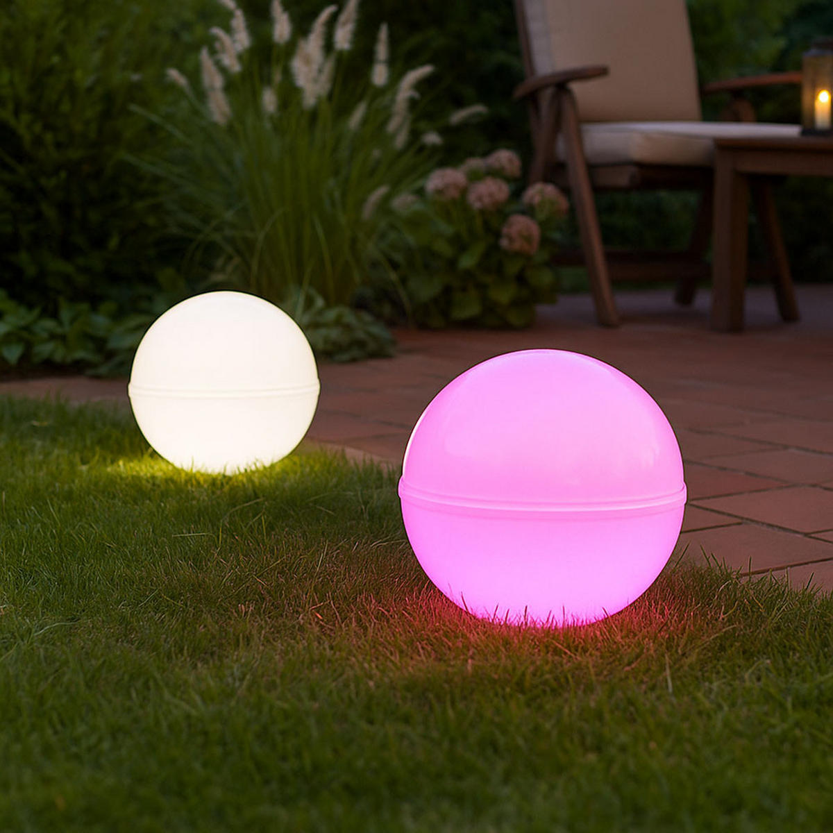 LED AUSSENLEUCHTE Kugel Weiß 2er Set - Weiß, Kunststoff (20/20/51cm)