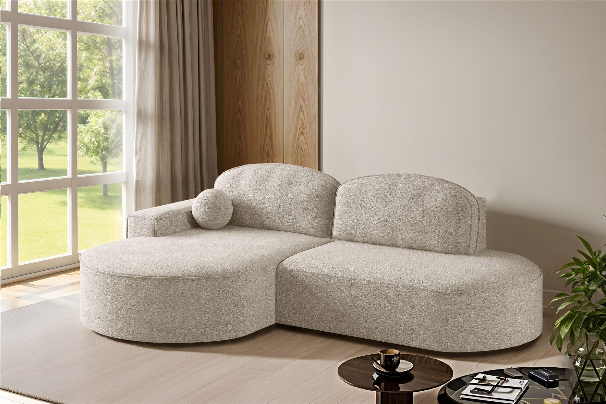 ECKSOFA Girona Mit Schlaffunktion - Creme, Holzwerkstoff/Textil (278/179cm) - Fun Möbel