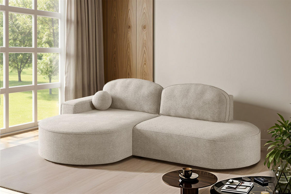ECKSOFA Girona Mit Schlaffunktion - Creme, Holzwerkstoff/Textil (278/179cm) - Fun Möbel