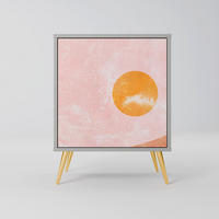 SIDEBOARD LUMINOUS SUNLIGHT, Grau, 57,5x42x75,5 cm, Goldfarbene Metallfüße - Goldfarben/Multicolor, Holzwerkstoff/Metall (57.5/75.5/42cm) - SpaceRebels