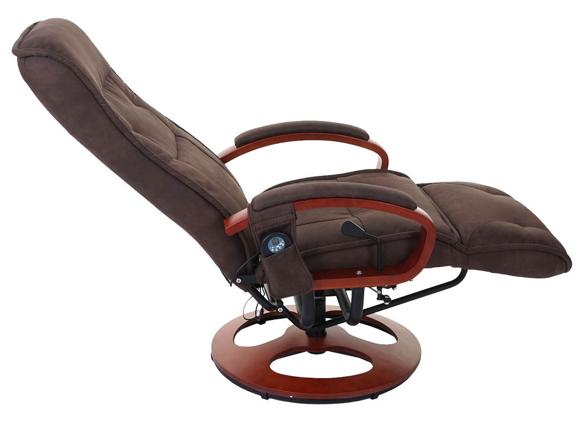 MASSAGESESSEL Athene HxBxT 118x69x143cm Sitzhöhe 49cm mit Massage Stoff/Textil Wildlederimitat Braun - Braun, Textil (69/118/143cm) - BERLINLODGE