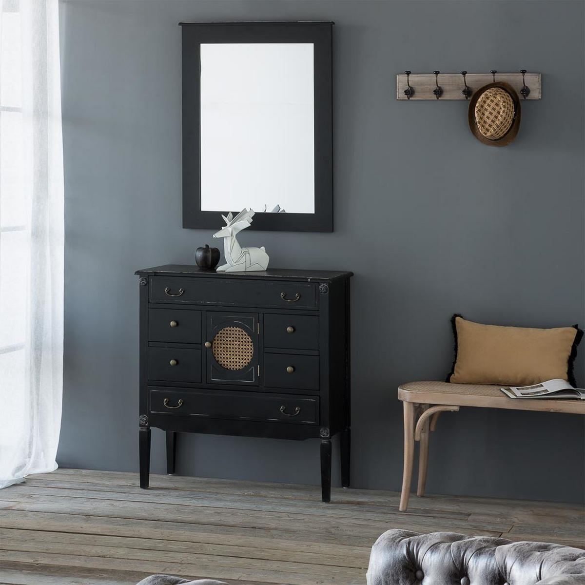 KOMMODE aus Holz 85x38x90 cm - Schwarz, Holzwerkstoff (85/90/38cm) - Wanderlust