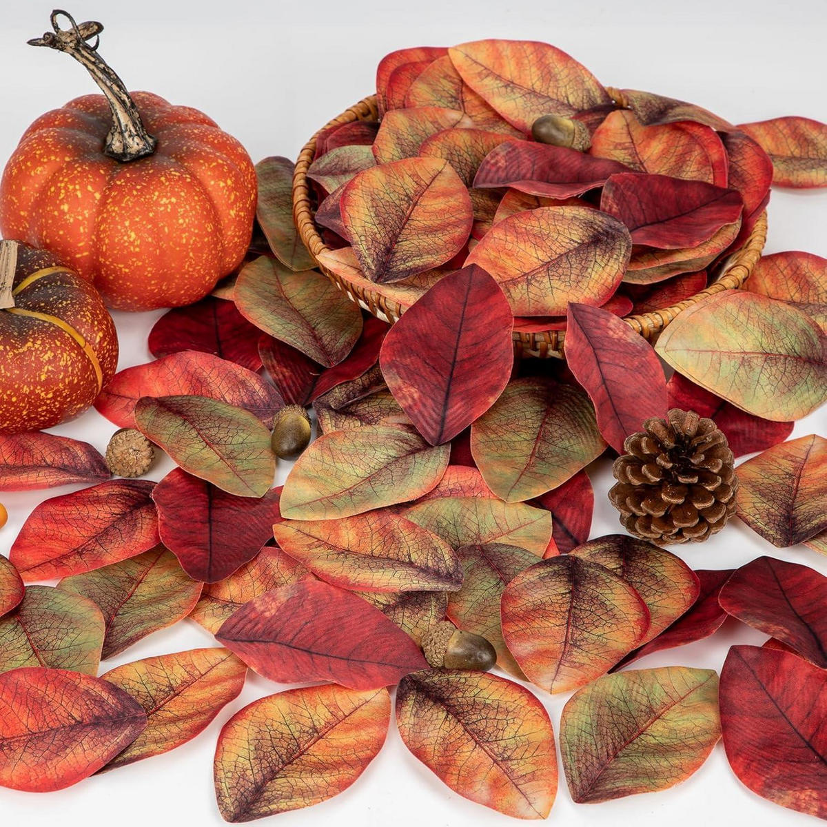 KUNSTLAUB 200 Stück Set Herbstblätter Gemischte Farben - Multicolor, Textil (9cm)