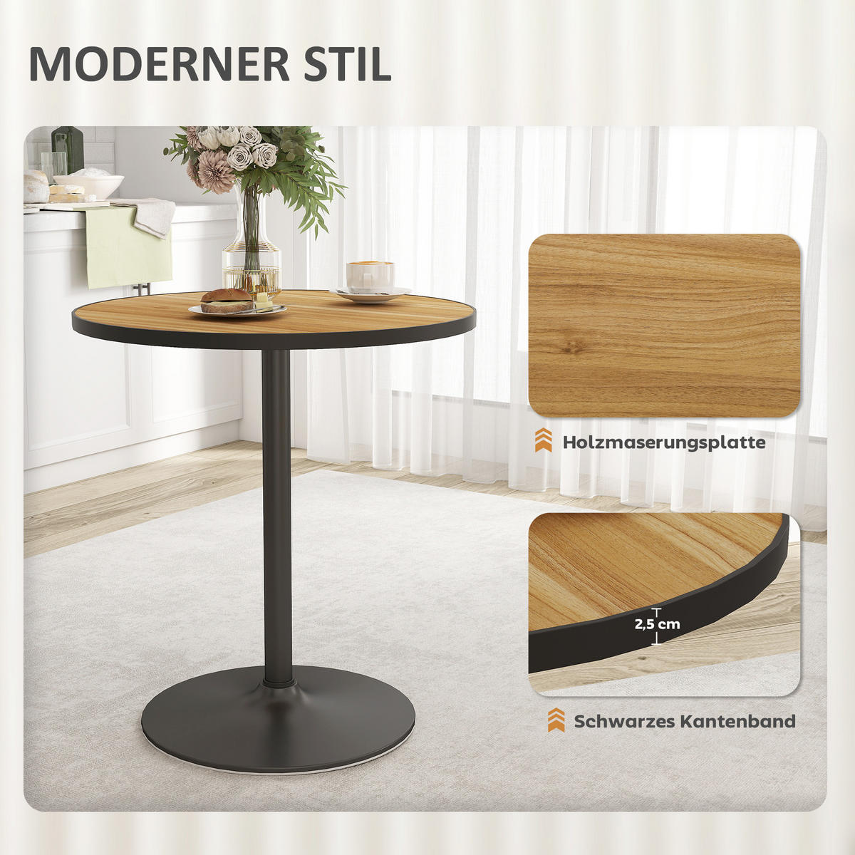 ESSTISCH Eichefarben 70.0/70.0/76.0cm - Eichefarben, Holzwerkstoff (70/70/76cm)