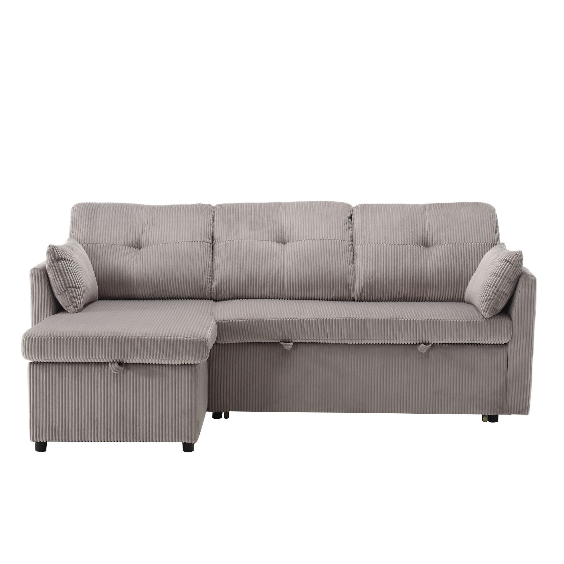 ECKSCHLAFSOFA Cord modular mit Stauraum und Seitenfächern Hellgrau 206/108/66 cm - Hellgrau, Textil (108/206cm) - Redom