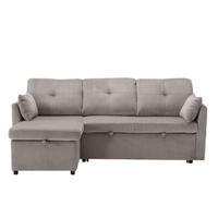 ECKSCHLAFSOFA Cord modular mit Stauraum und Seitenfächern Hellgrau 206/108/66 cm - Hellgrau, Textil (108/206cm) - Redom