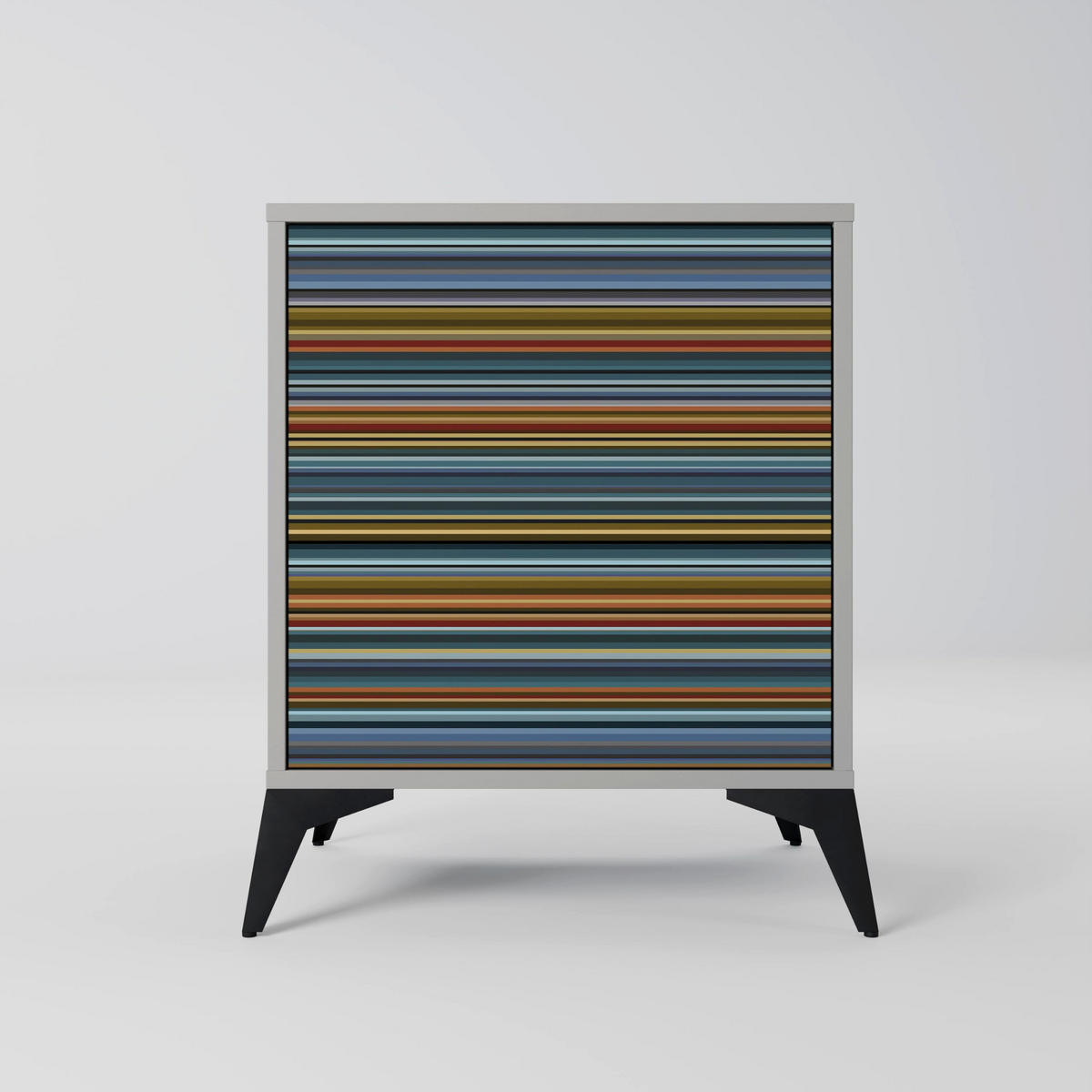 SIDEBOARD LINEOUT SPECTRUM, Grau, 57,5x42x70,5 cm, Schwarze Metall-Sternfüße - Multicolor/Schwarz, Holzwerkstoff/Metall (57.5/70.5/42cm) - SpaceRebels