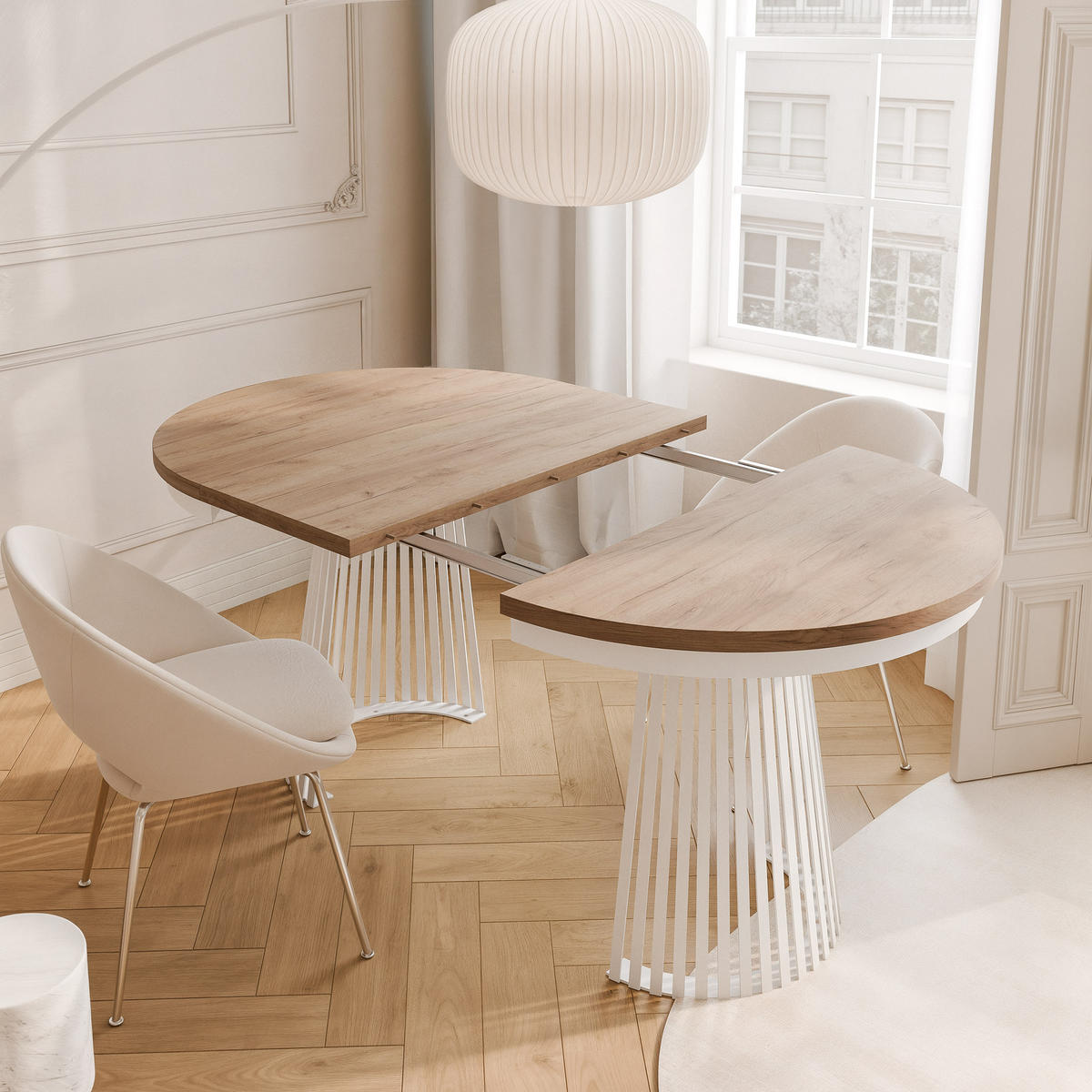 AUSZIEHTISCH AUREA 100-180/75 cm, Weiß / Craft-Eiche - Eiche Wotan/Weiß, Holzwerkstoff/Metall (100/100/75cm) - Idohome