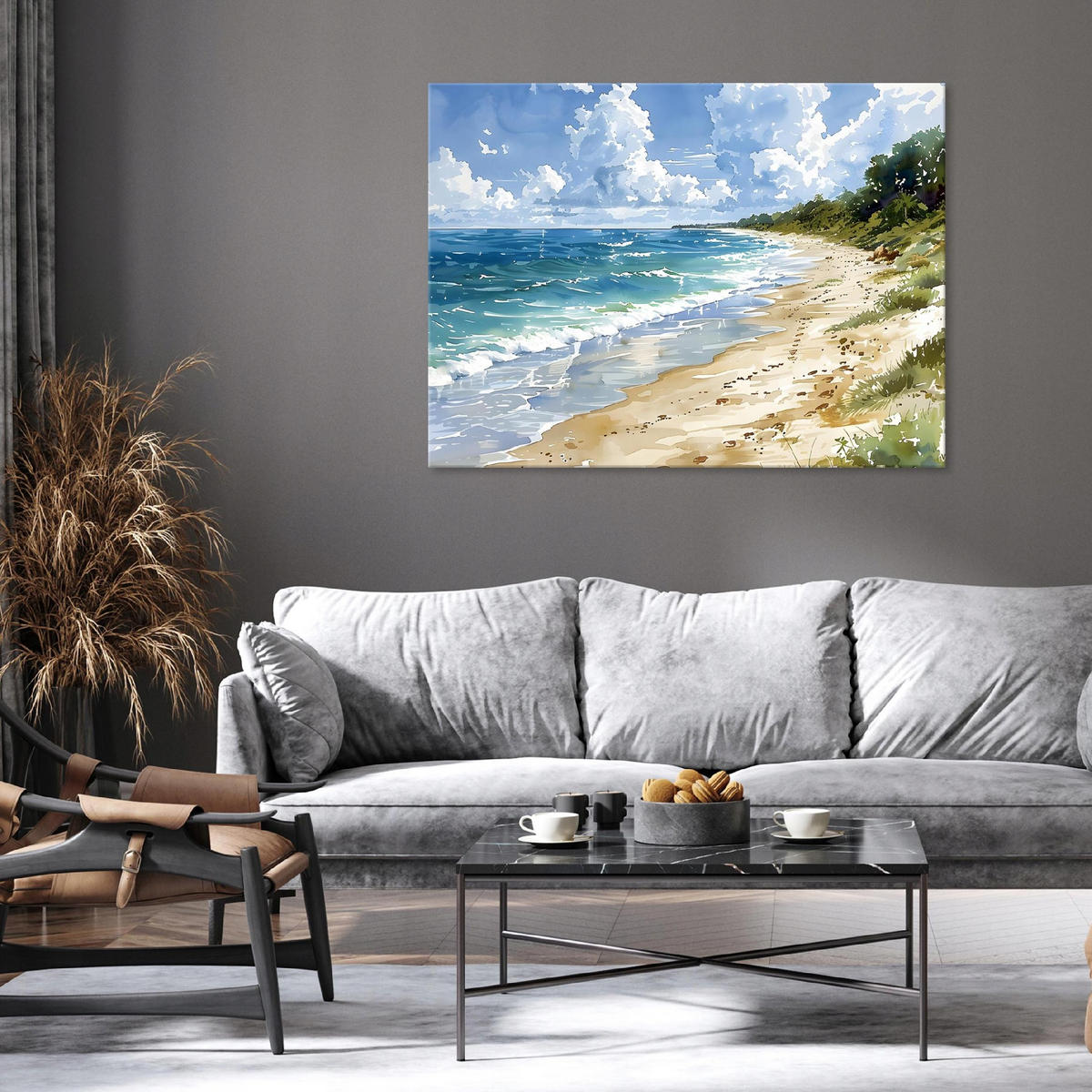 LEINWAND BILDER Strand Meer 60x40 - Multicolor, Holzwerkstoff (60/40cm) - Wallarena