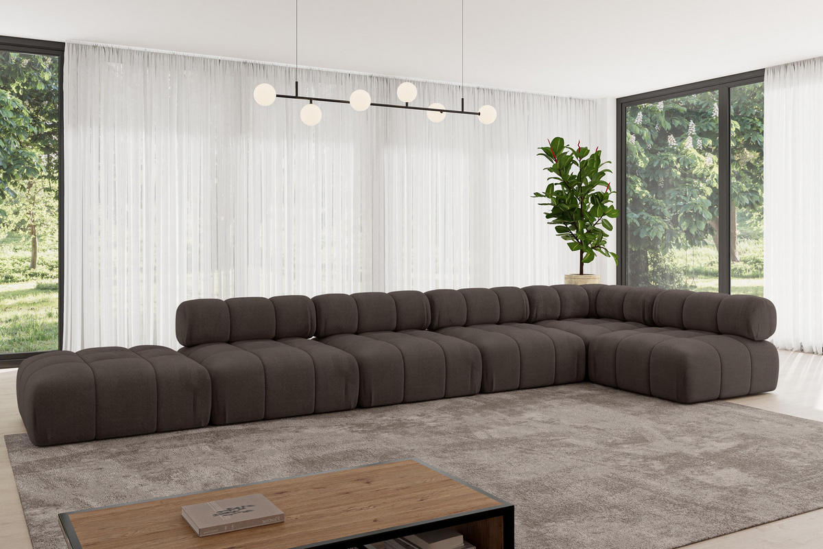 ECKSOFA modulares Sofa Favio-L3 - 475x190x70 cm Braun Velours - Braun, Holzwerkstoff/Textil (475/190cm) - ALTDECOR