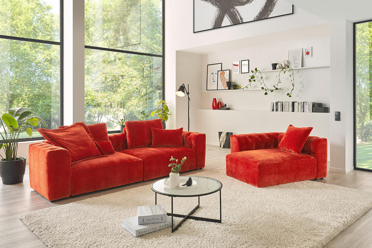 SOFA SITZELEMENT SEPHI Rot Cord - Rot/Schwarz, Kunststoff/Textil (82/62/27cm) - KAWOLA