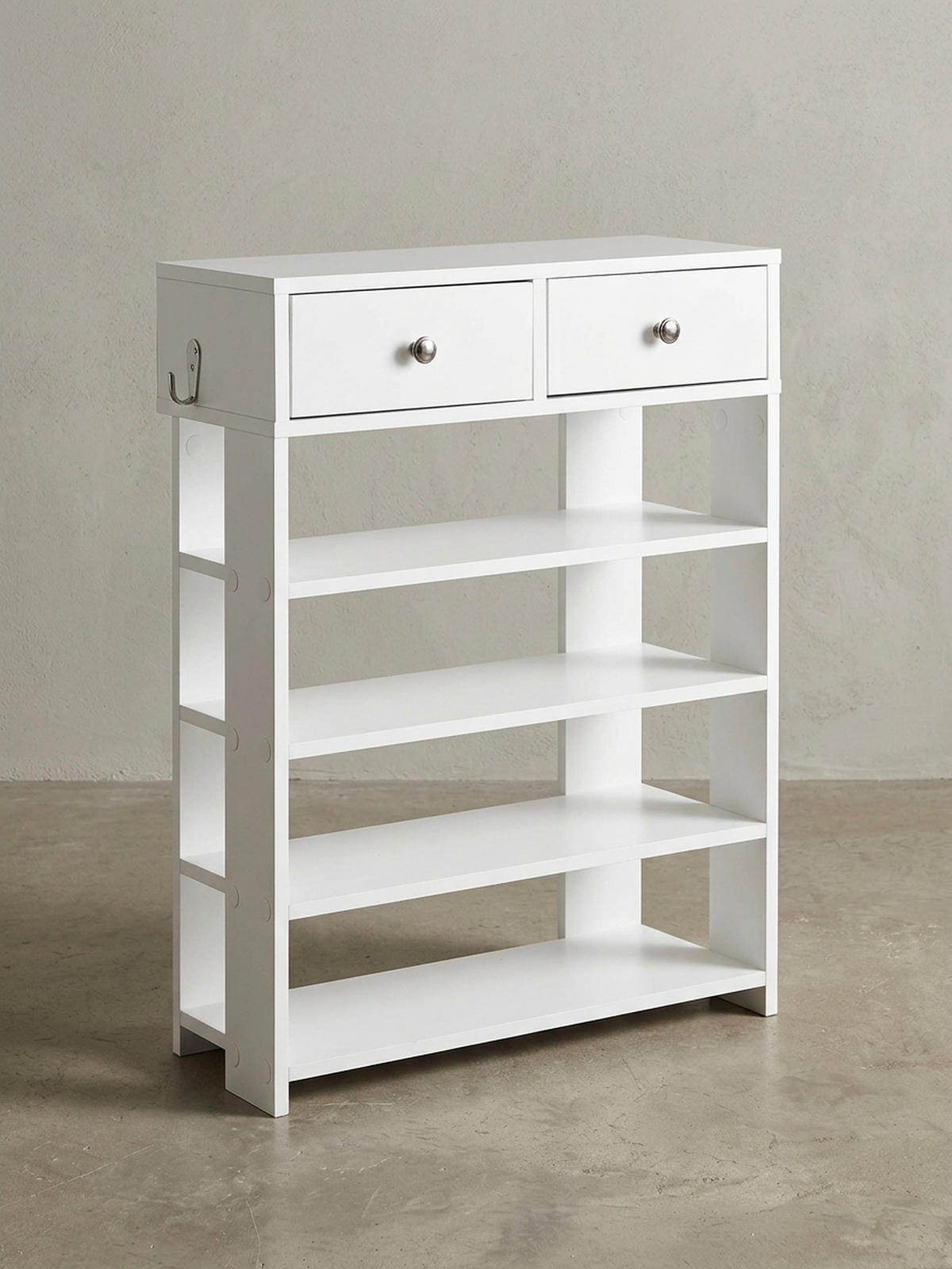 SCHUHREGAL – Weiß, Platz für 8–12 Paar Schuhe, mit Schubladen - Weiß, Holz/Metall (60/79/24cm) - KADIMA DESIGN