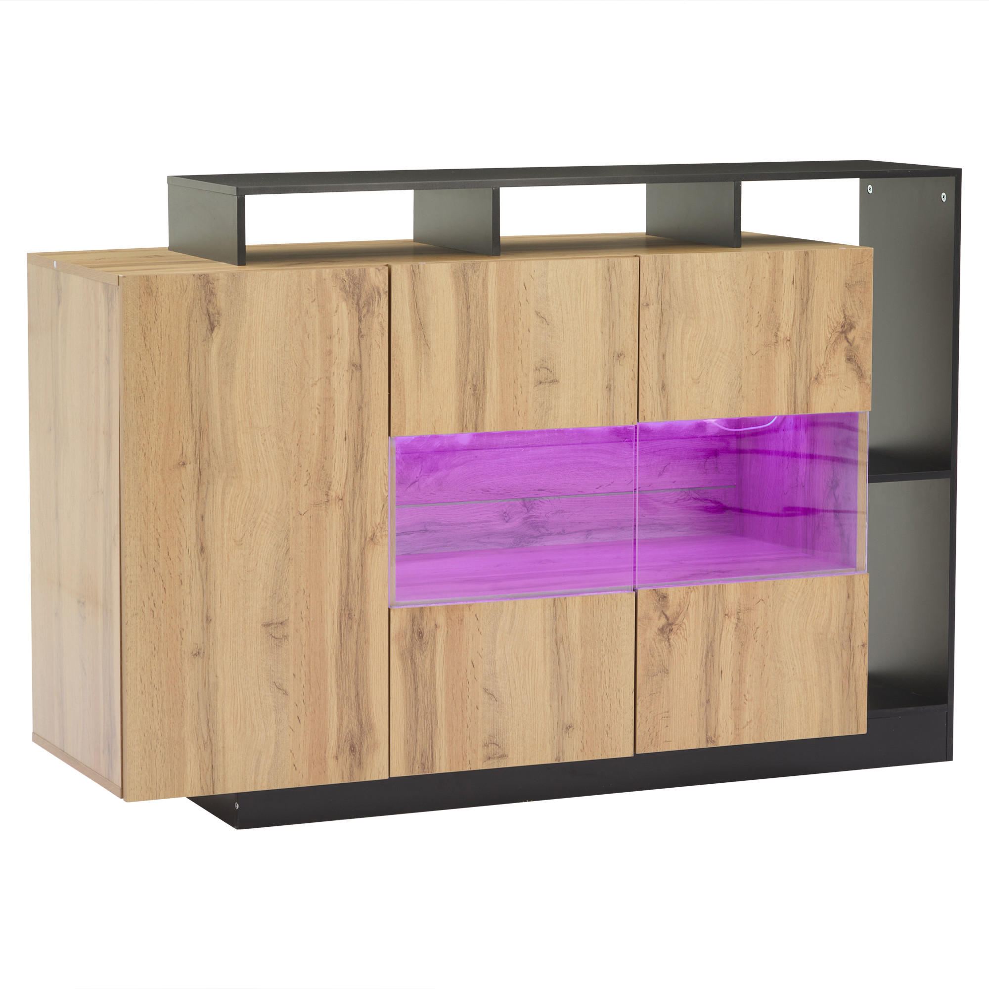 ComfortXL Sideboard Natur, Schwarz 140x93.5x44 cm