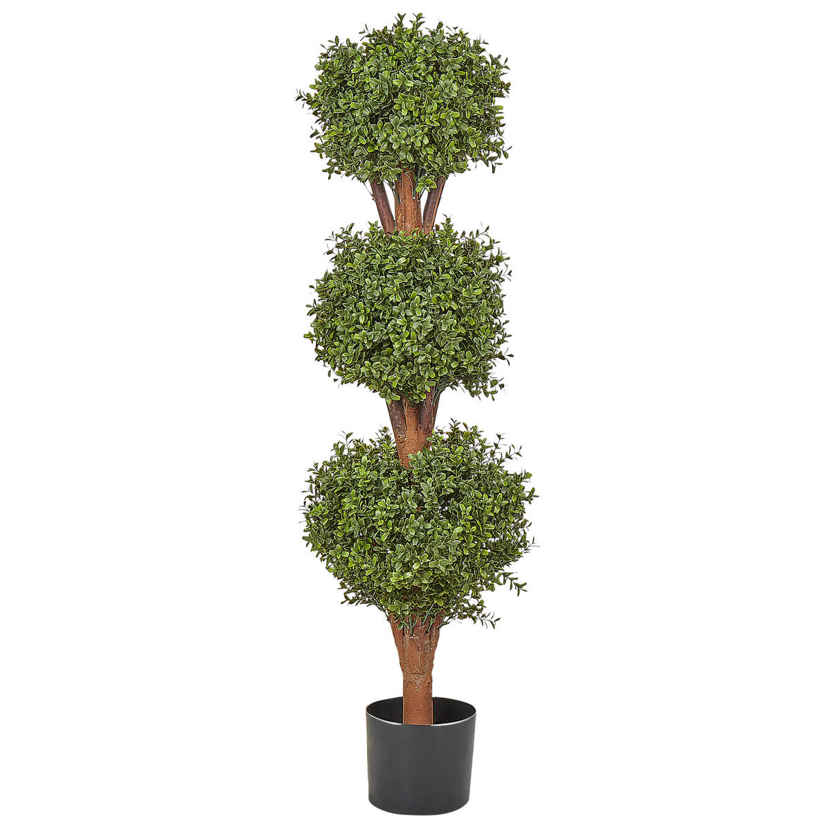 KUNSTPFLANZE im Blumentopf 120 cm Grün/Dunkler Holzfarbton Buxus Ball Tree - Dunkelbraun/Grün, Kunststoff (120cm) - Beliani