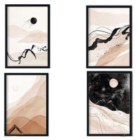 POSTER Set mit 4 Blätter und abstrakten Formen mit braunen Tönen A4 Rahmenlos - Klar, Papier (29.7/3cm) - Nacnic