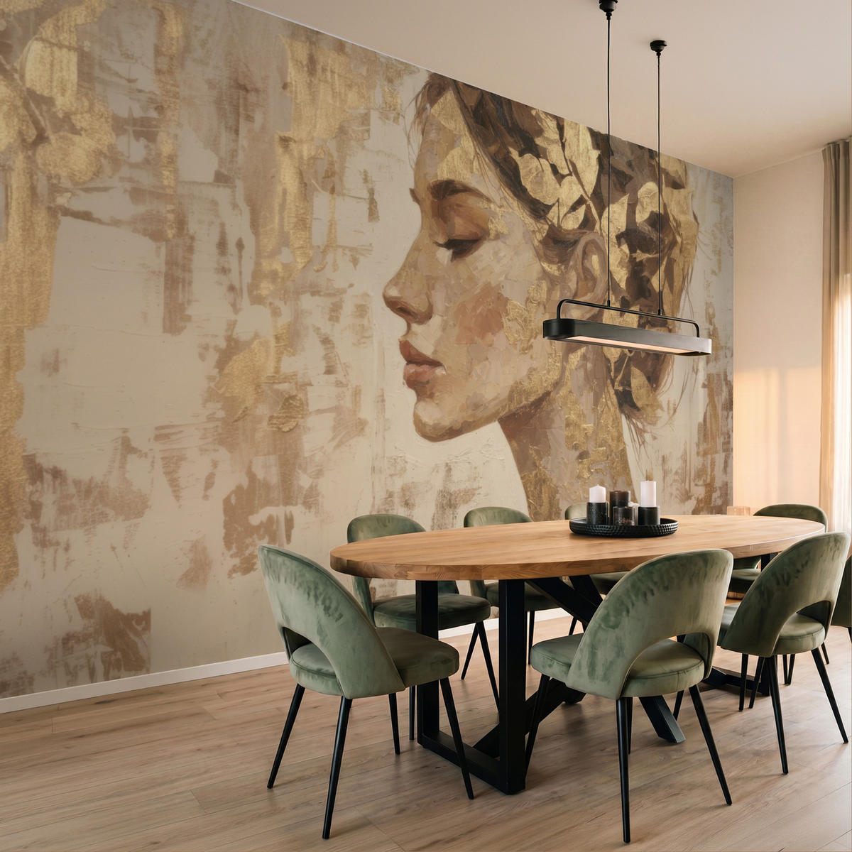 TAPETE - Frau - Gold - Abstrakt - Textur - 400x240 cm - Goldfarben, Papier (400/240cm) - OnlyWow
