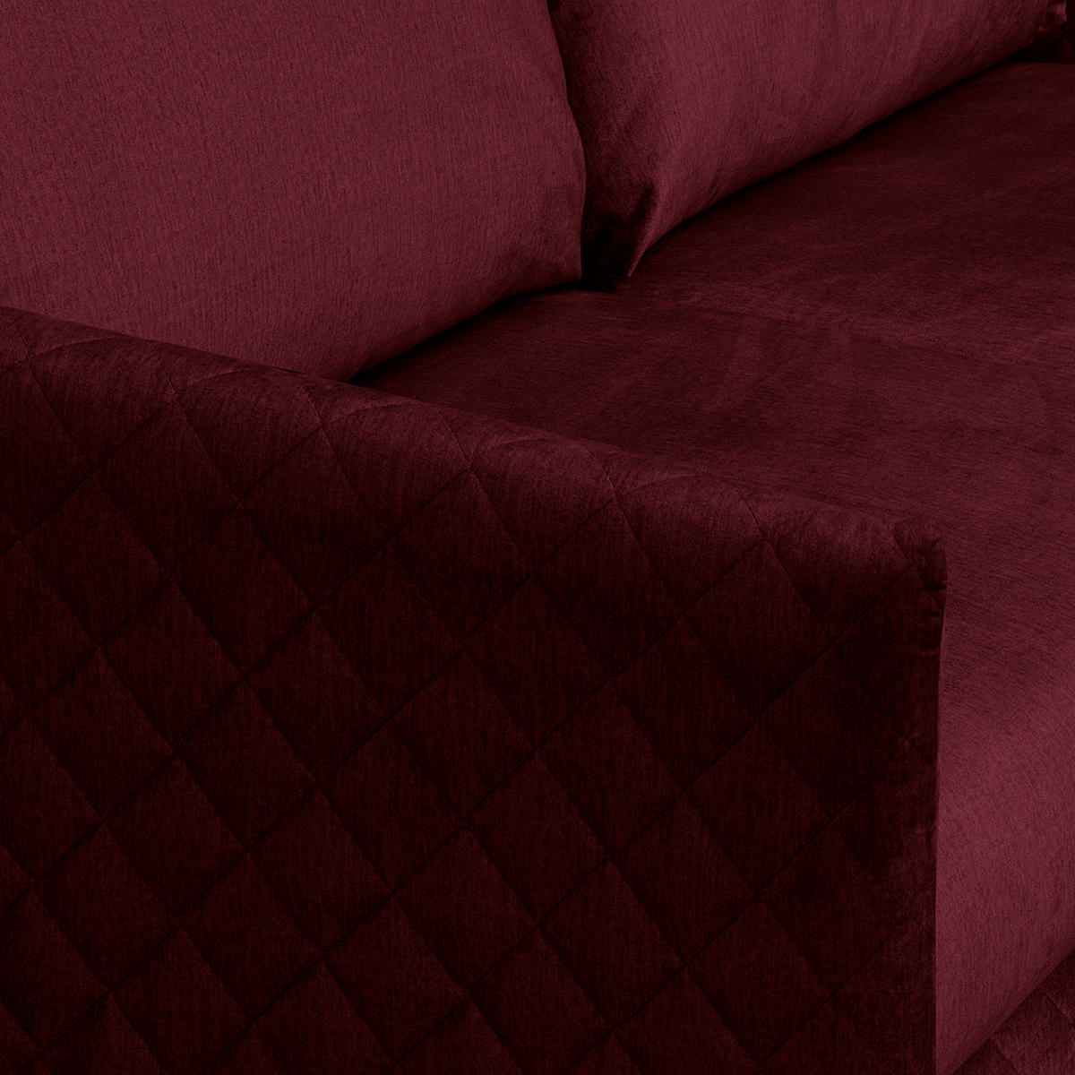 SCHLAFSOFA mit Matratze - Samt - Buchefarben/Dunkelrot, Buchenholz/Textil (171/95/101cm) - home24