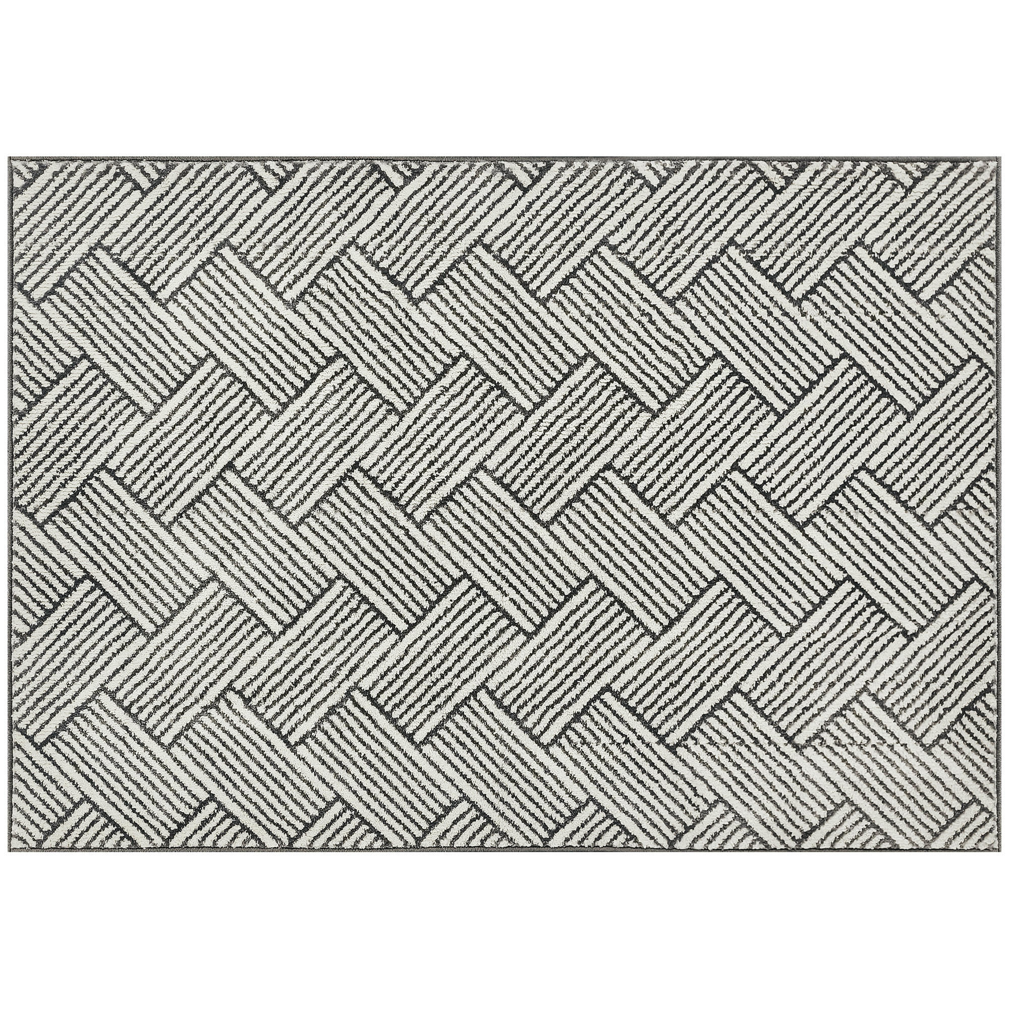 TEPPICH DE-14298 geometrisches Muster, maschinenwaschbar Grau - Hellgrau, Kunststoff (140/200cm) - ComfortXL
