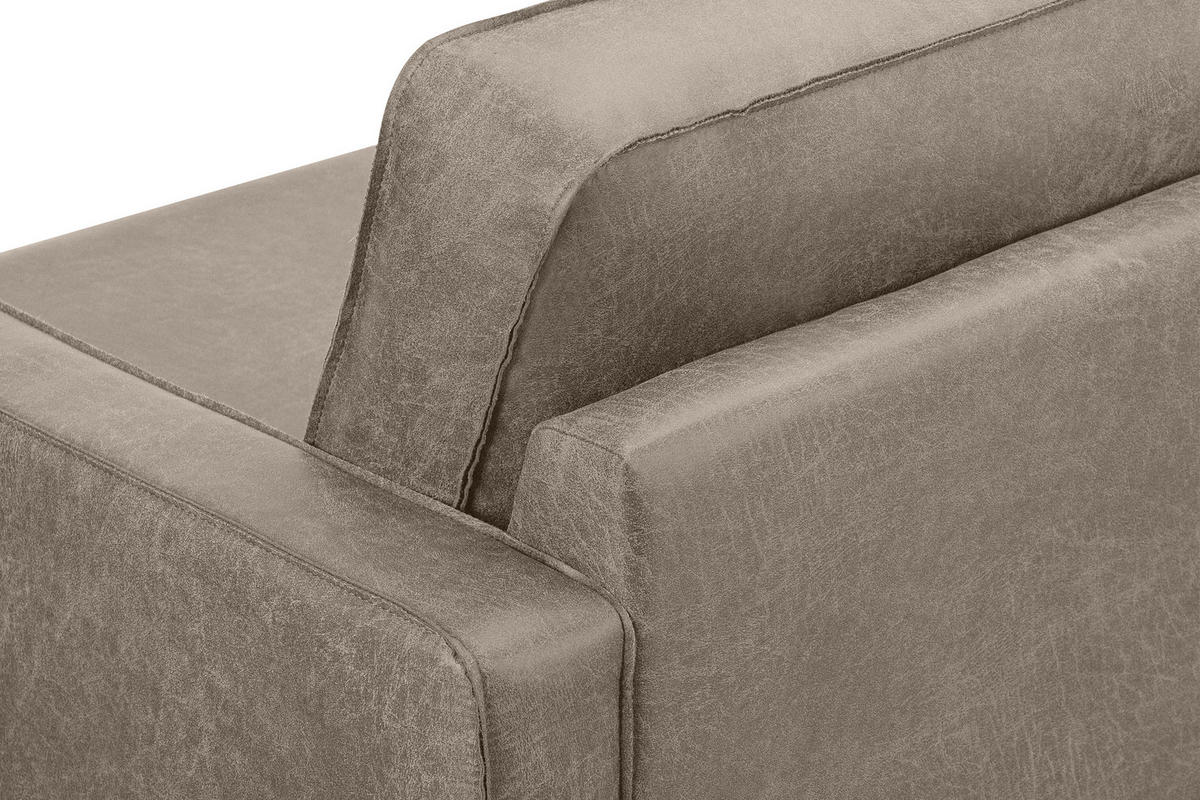 2-SITZER-SOFA INVIA Klassische-Stil mit Armlehnen, Lederoptik-Stoff, hellgrau - Hellgrau/Schwarz, Textil (164/87/98cm) - KONSIMO®