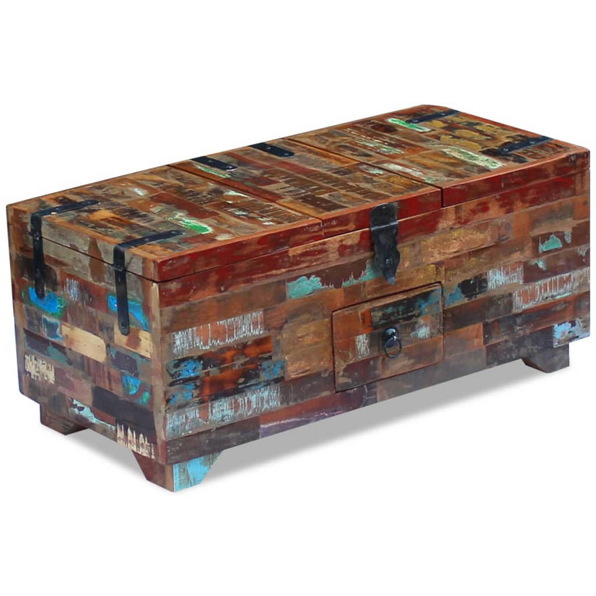 COUCHTISCH Truhe Altholz Massiv 80x40x35 cm - Braun, Holzwerkstoff (80/80/35cm) - furnicato