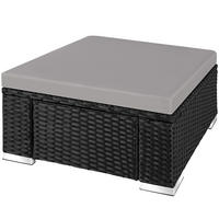 RATTAN-SITZHOCKER Bitonto,53 x 53 x 26 cm,schwarz/grau - Schwarz/Grau, Kunststoff (53/26/53cm) - tectake